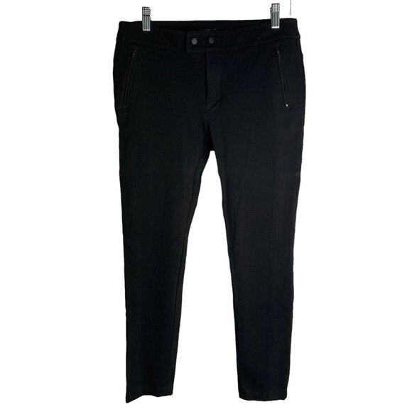 Ann Taylor LOFT Skinny Jeggings Denim Leggings 6P Black Mid Rise Zipper Pockets - Picture 1 of 5